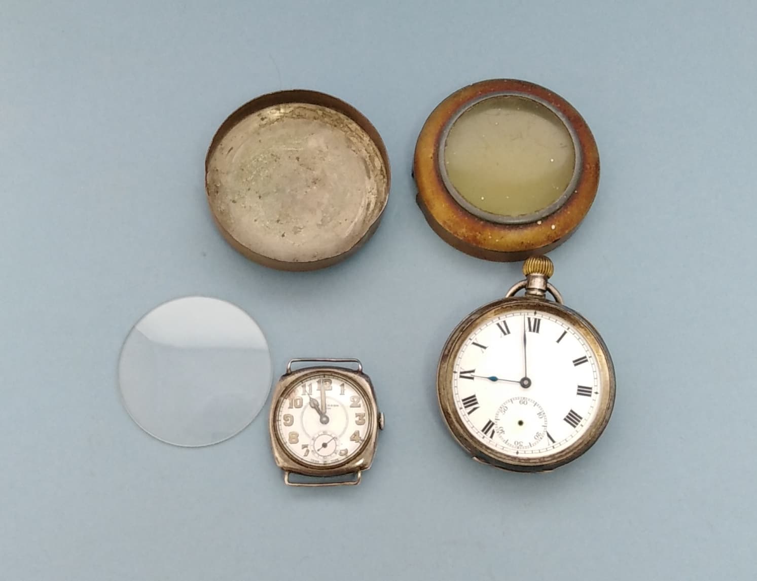 Watchmakers Repair Project Lot, Two Sterling Silver Watches
